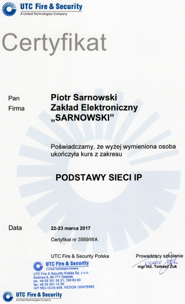 Certyfikat Podstawy sieci IP